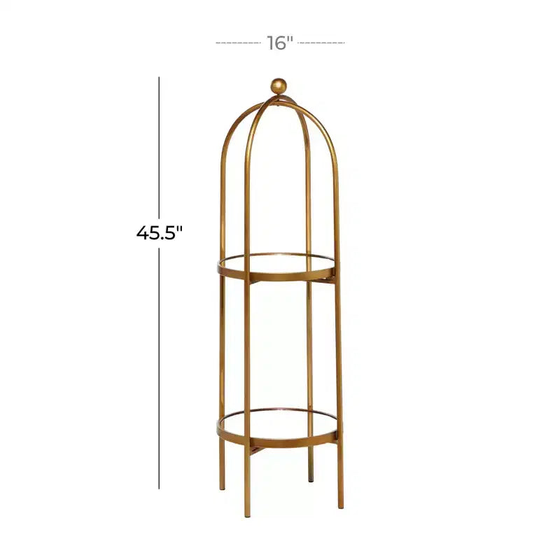 Glam Metal Shelving Unit Gold, Luxury 2-Tier Bookcase, No Assembly Required