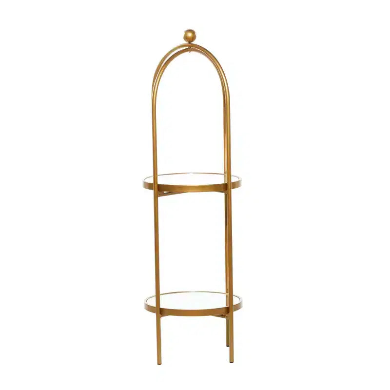 Glam Metal Shelving Unit Gold, Luxury 2-Tier Bookcase, No Assembly Required