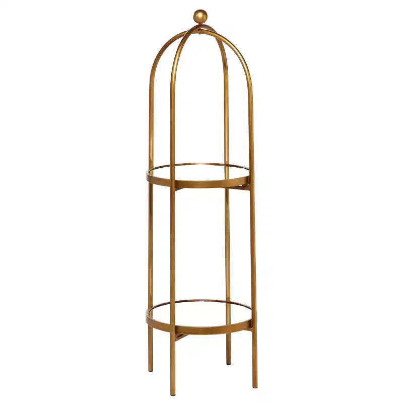 Glam Metal Shelving Unit Gold, Luxury 2-Tier Bookcase, No Assembly Required