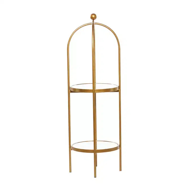 Glam Metal Shelving Unit Gold, Luxury 2-Tier Bookcase, No Assembly Required