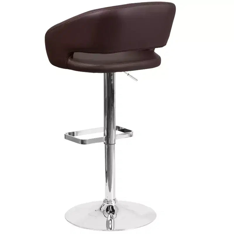 Modern Bar Stool, Rounded Mid-Back with Height Adjustable Swivel Seat