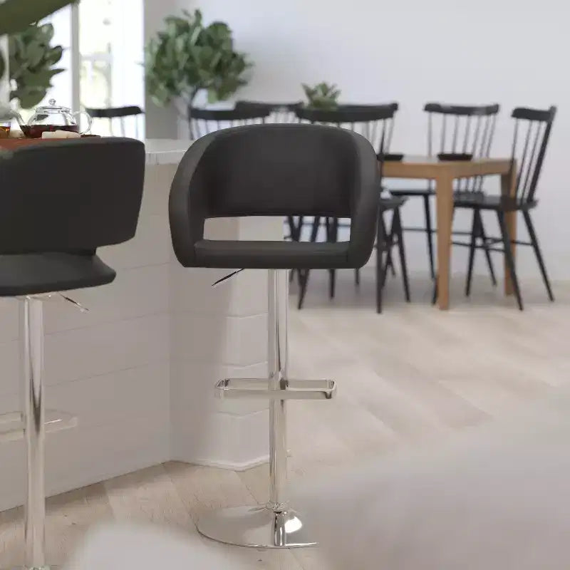 Modern Bar Stool, Rounded Mid-Back with Height Adjustable Swivel Seat