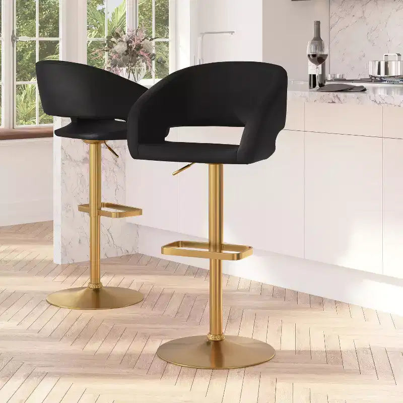 Modern Bar Stool, Rounded Mid-Back with Height Adjustable Swivel Seat