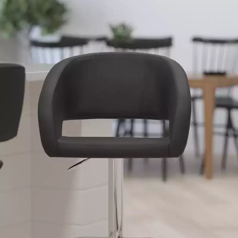 Modern Bar Stool, Rounded Mid-Back with Height Adjustable Swivel Seat