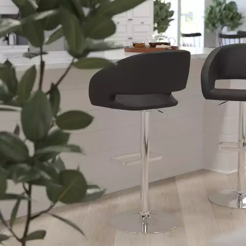Modern Bar Stool, Rounded Mid-Back with Height Adjustable Swivel Seat