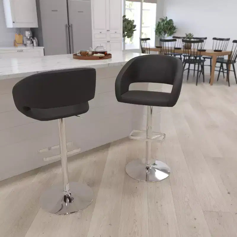 Modern Bar Stool, Rounded Mid-Back with Height Adjustable Swivel Seat