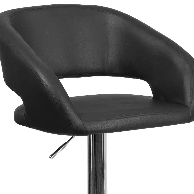 Modern Bar Stool, Rounded Mid-Back with Height Adjustable Swivel Seat