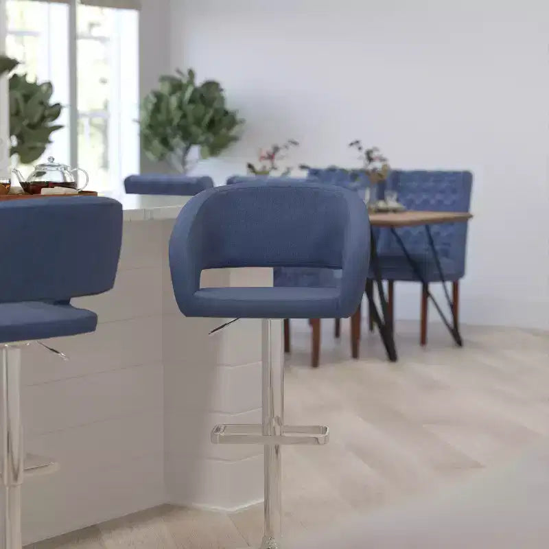 Modern Bar Stool, Rounded Mid-Back with Height Adjustable Swivel Seat
