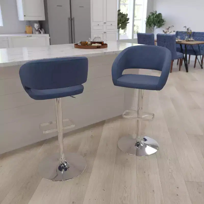 Modern Bar Stool, Rounded Mid-Back with Height Adjustable Swivel Seat