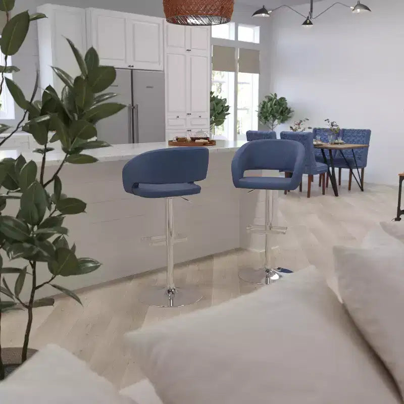 Modern Bar Stool, Rounded Mid-Back with Height Adjustable Swivel Seat