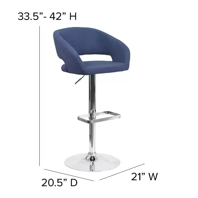 Modern Bar Stool, Rounded Mid-Back with Height Adjustable Swivel Seat