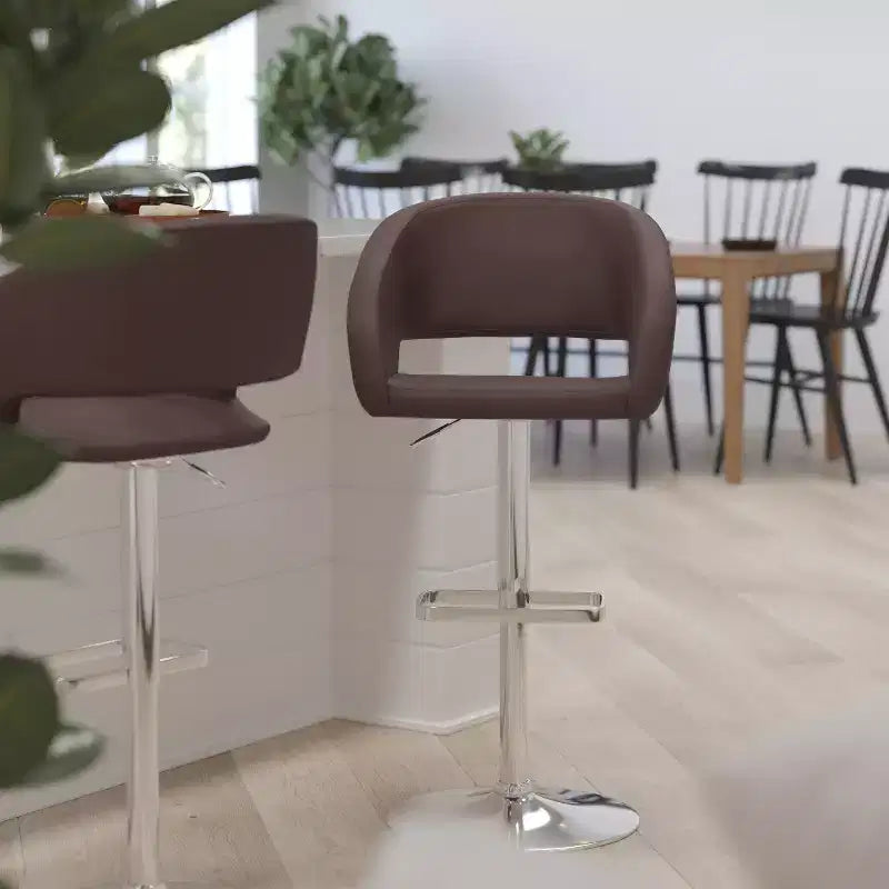 Modern Bar Stool, Rounded Mid-Back with Height Adjustable Swivel Seat