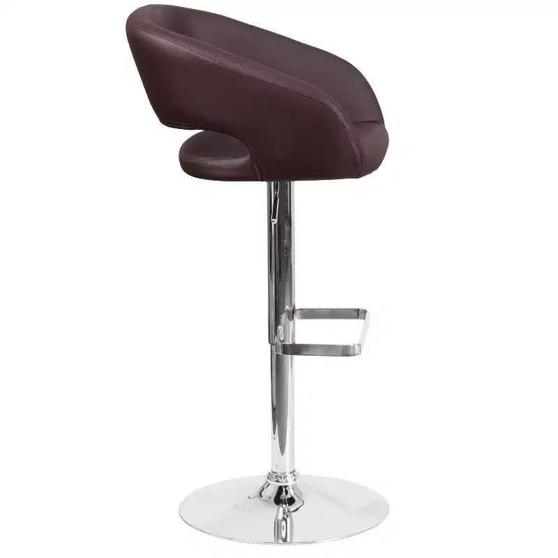 Modern Bar Stool, Rounded Mid-Back with Height Adjustable Swivel Seat
