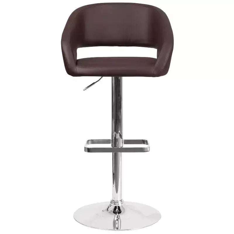 Modern Bar Stool, Rounded Mid-Back with Height Adjustable Swivel Seat