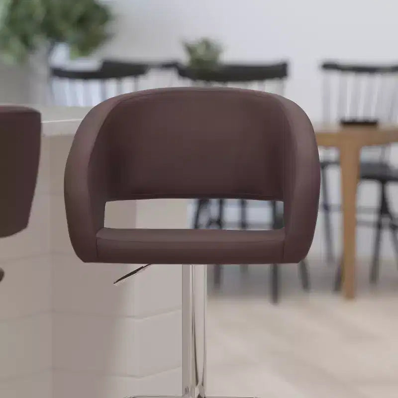 Modern Bar Stool, Rounded Mid-Back with Height Adjustable Swivel Seat