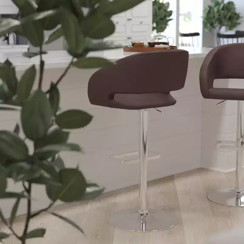 Modern Bar Stool, Rounded Mid-Back with Height Adjustable Swivel Seat