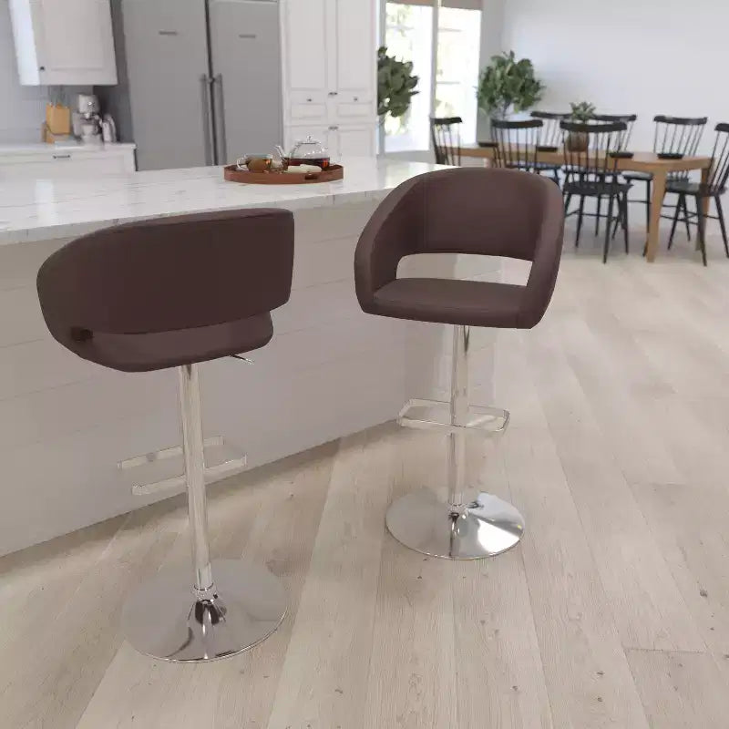 Modern Bar Stool, Rounded Mid-Back with Height Adjustable Swivel Seat