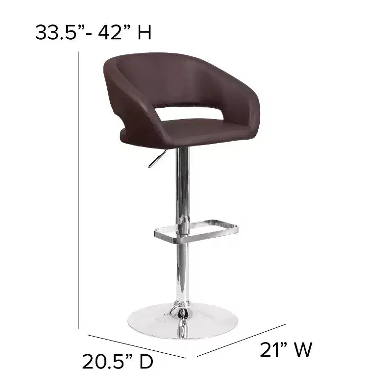 Modern Bar Stool, Rounded Mid-Back with Height Adjustable Swivel Seat
