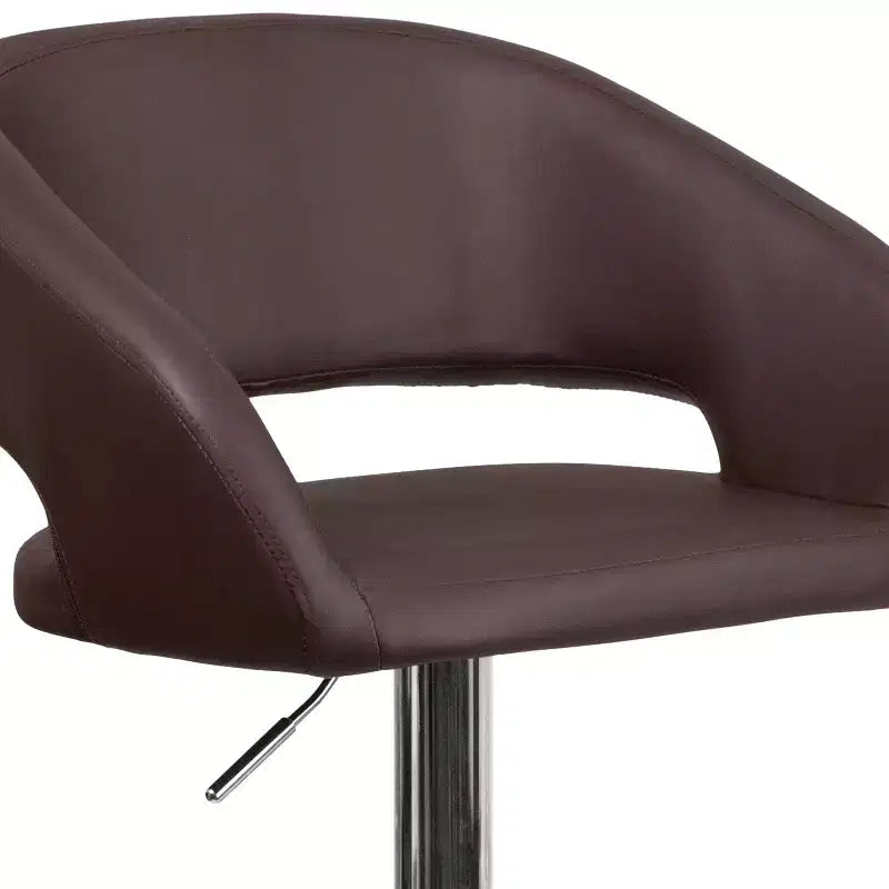 Modern Bar Stool, Rounded Mid-Back with Height Adjustable Swivel Seat