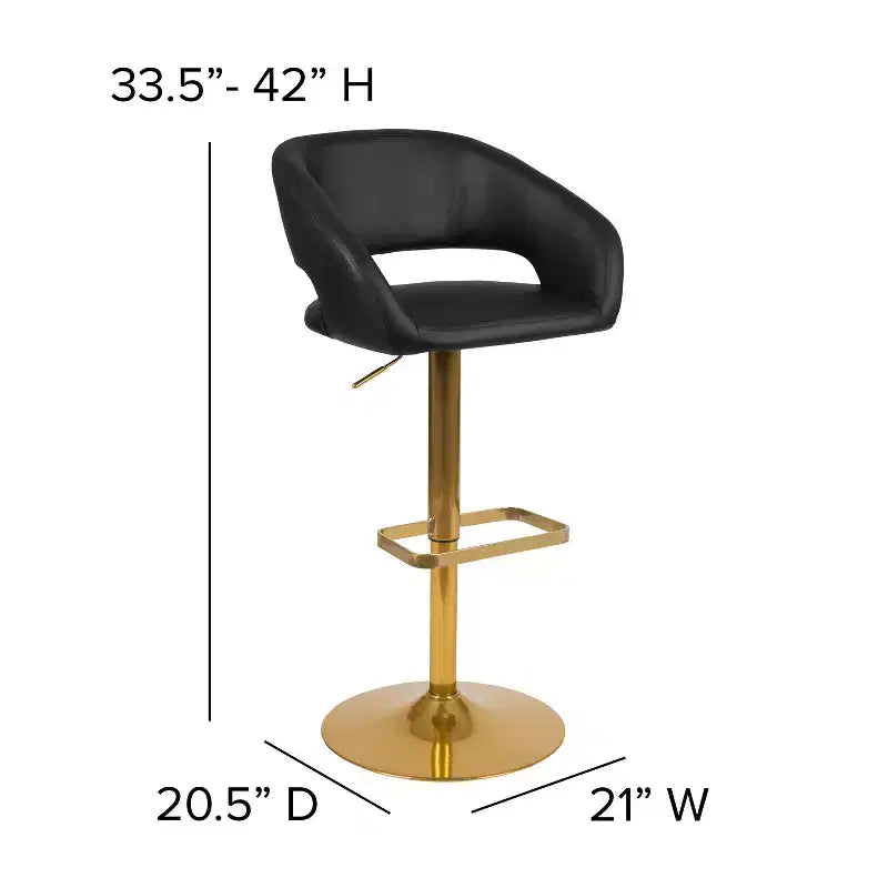 Modern Bar Stool, Rounded Mid-Back with Height Adjustable Swivel Seat