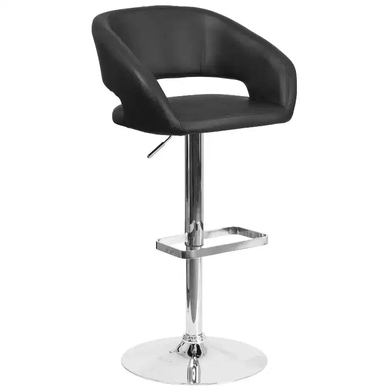 Modern Bar Stool, Rounded Mid-Back with Height Adjustable Swivel Seat