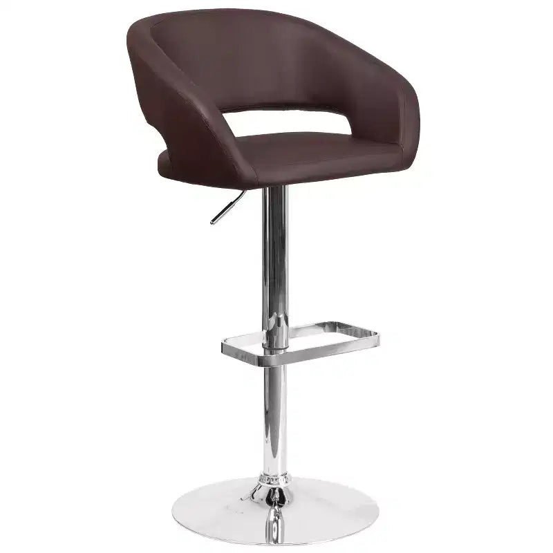 Modern Bar Stool, Rounded Mid-Back with Height Adjustable Swivel Seat