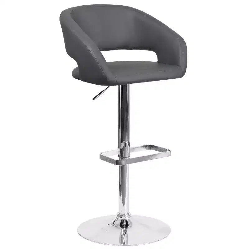 Modern Bar Stool, Rounded Mid-Back with Height Adjustable Swivel Seat