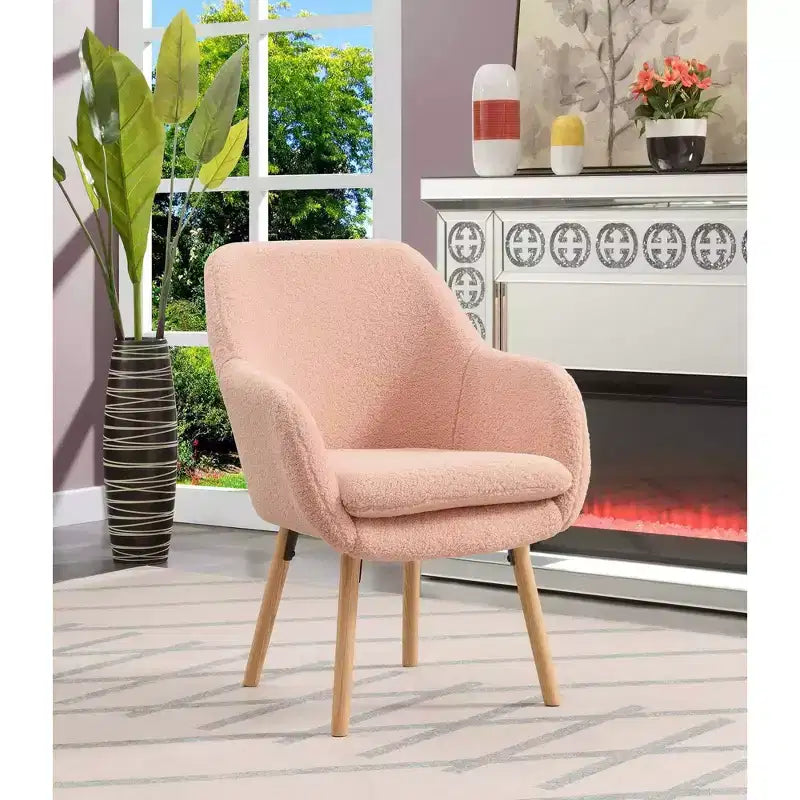 Wingback Faux Shearling Accent Armchair
