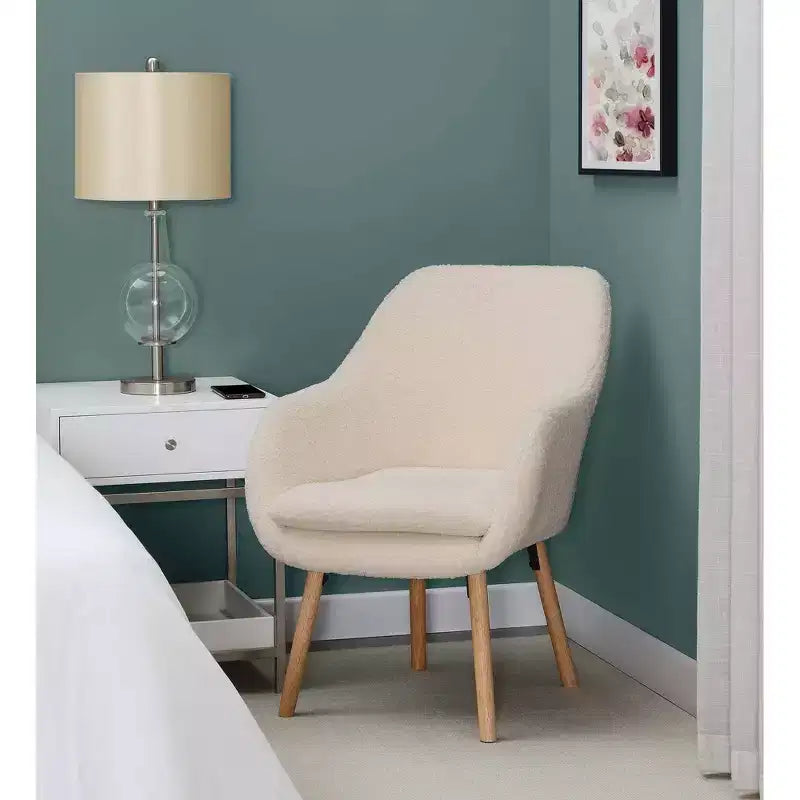 Wingback Faux Shearling Accent Armchair