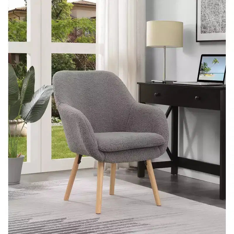Wingback Faux Shearling Accent Armchair