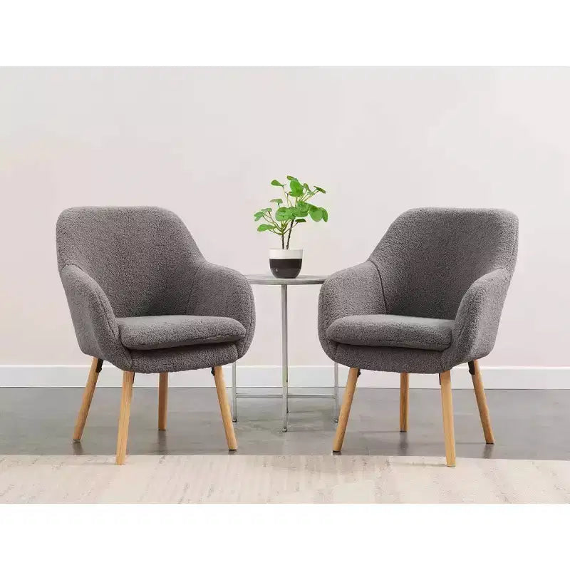 Wingback Faux Shearling Accent Armchair