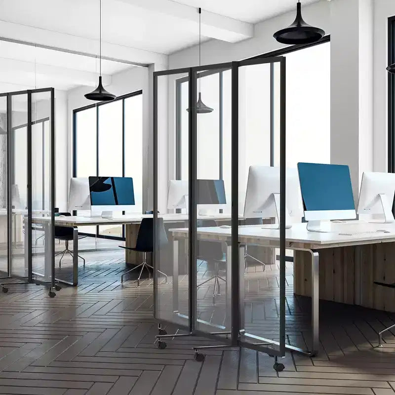 Three-Panel Trifold Acoustic Room Divider Screen (71 x 65)