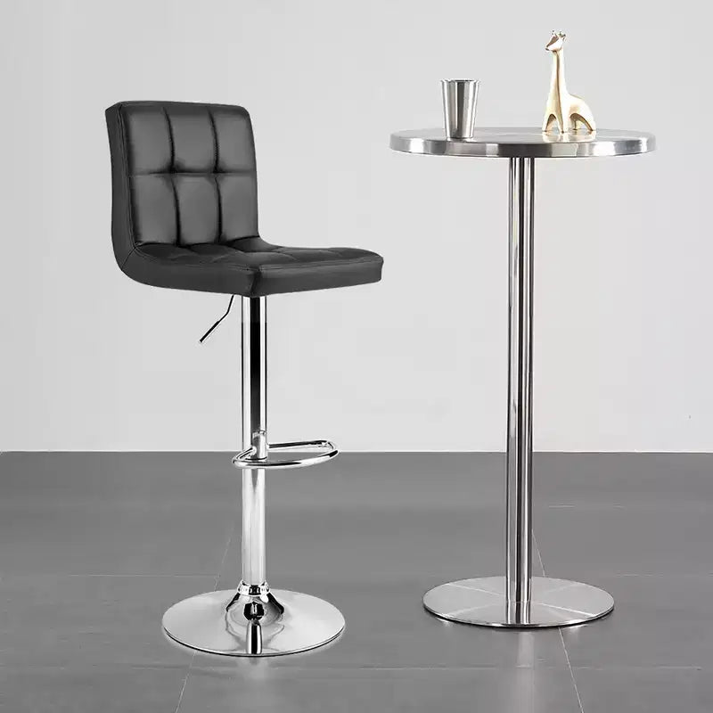 Adjustable Swivel Bar Stool, Counter Height Bar Chair PU Leather with Back, Black