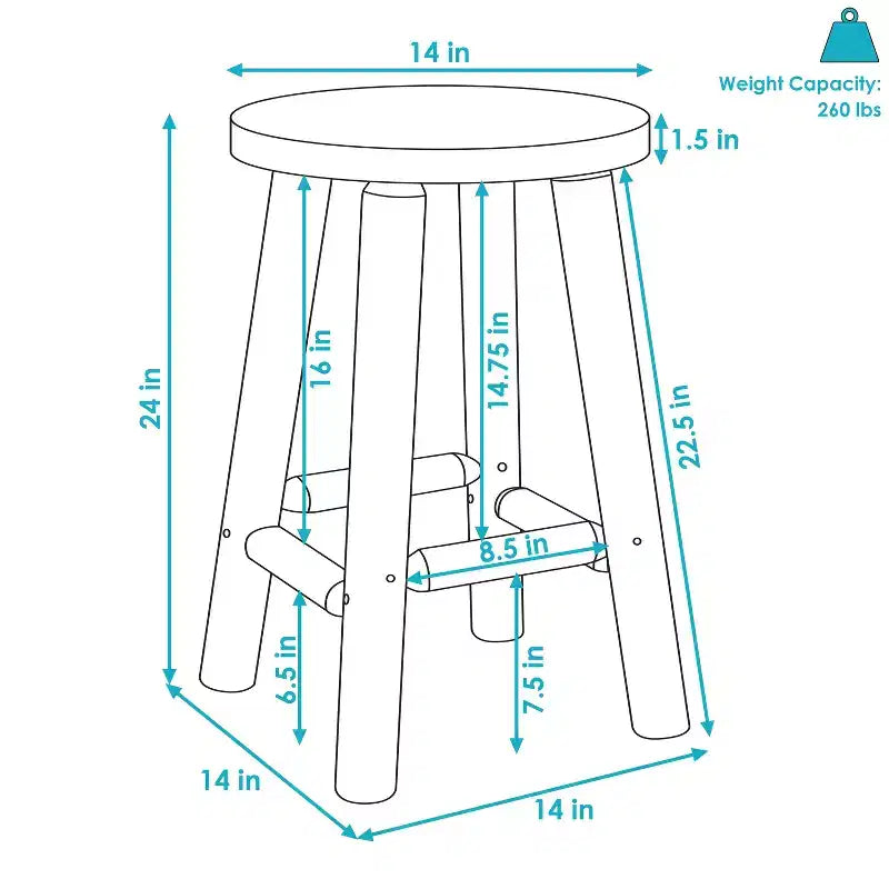 Unfinished Wood Round Top Counter-Height Stool - Fir Wood - 24"