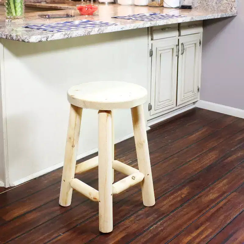 Unfinished Wood Round Top Counter-Height Stool - Fir Wood - 24"