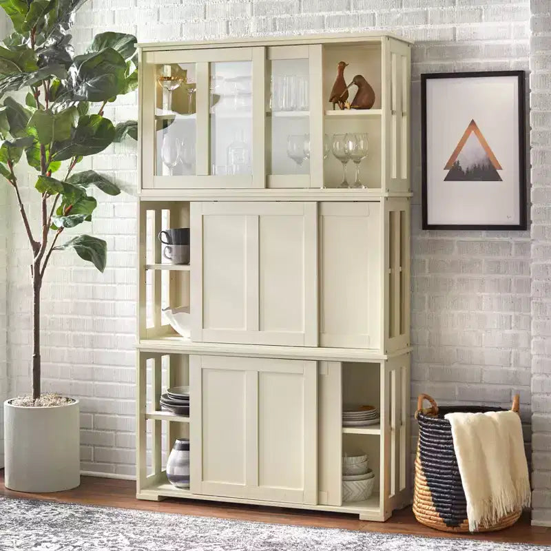 Modular Design Stackable Cabinet with Sliding Doors