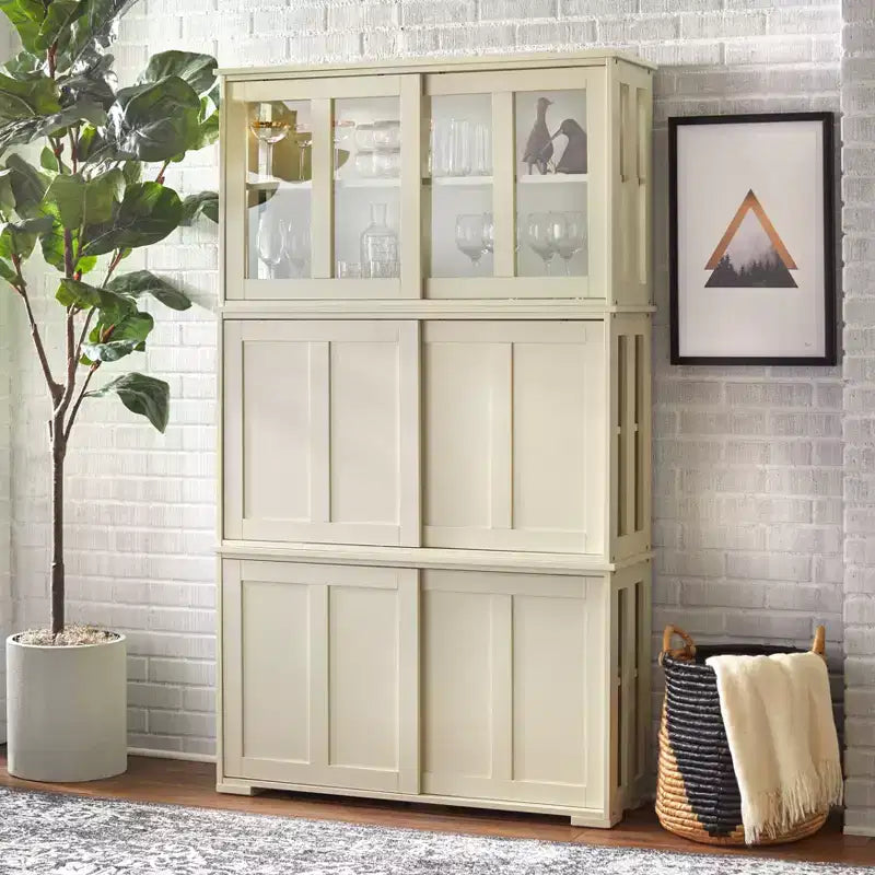 Modular Design Stackable Cabinet with Sliding Doors