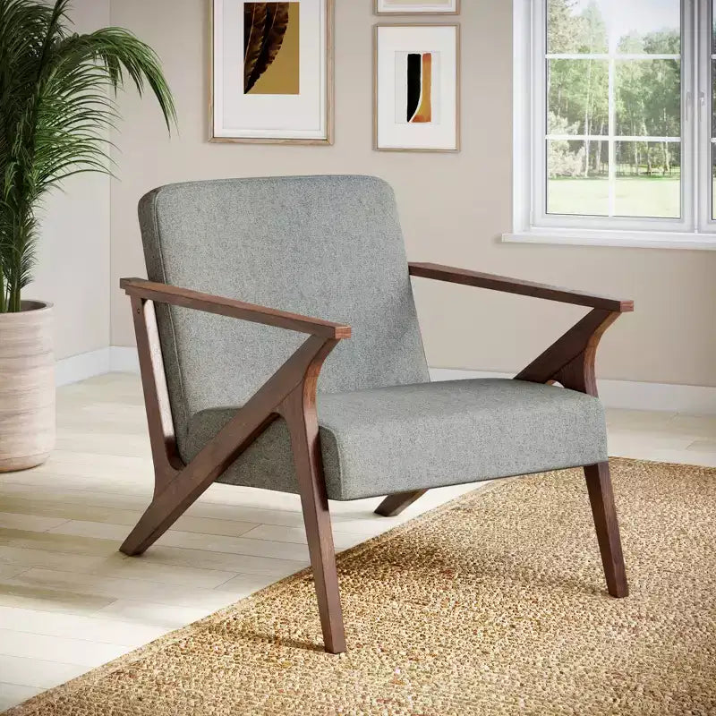 30" Wide Mid-Century Modern Wood Frame Upholstered Accent Chair