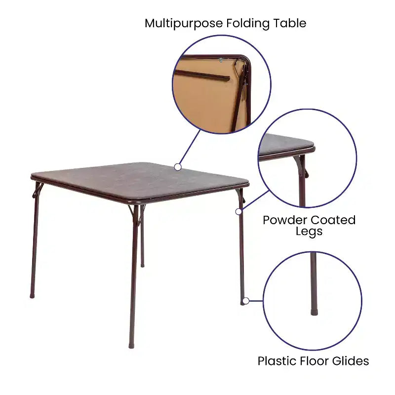 Foldable Card Table with Vinyl Table Top - Game Table - Portable Table