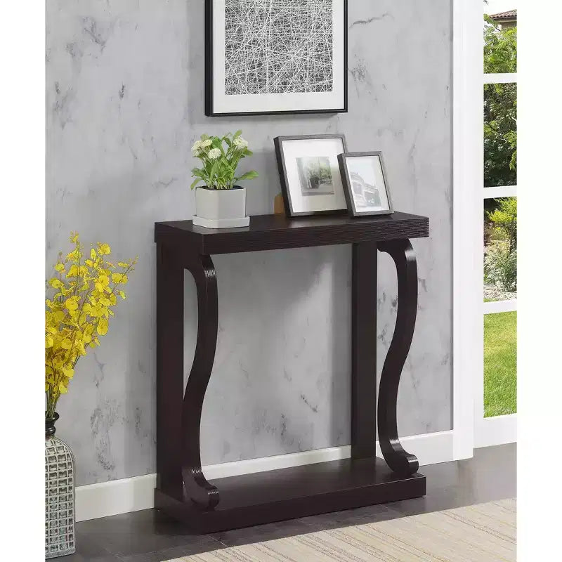 Console Table with Open Shelf, Brown MDF Frame