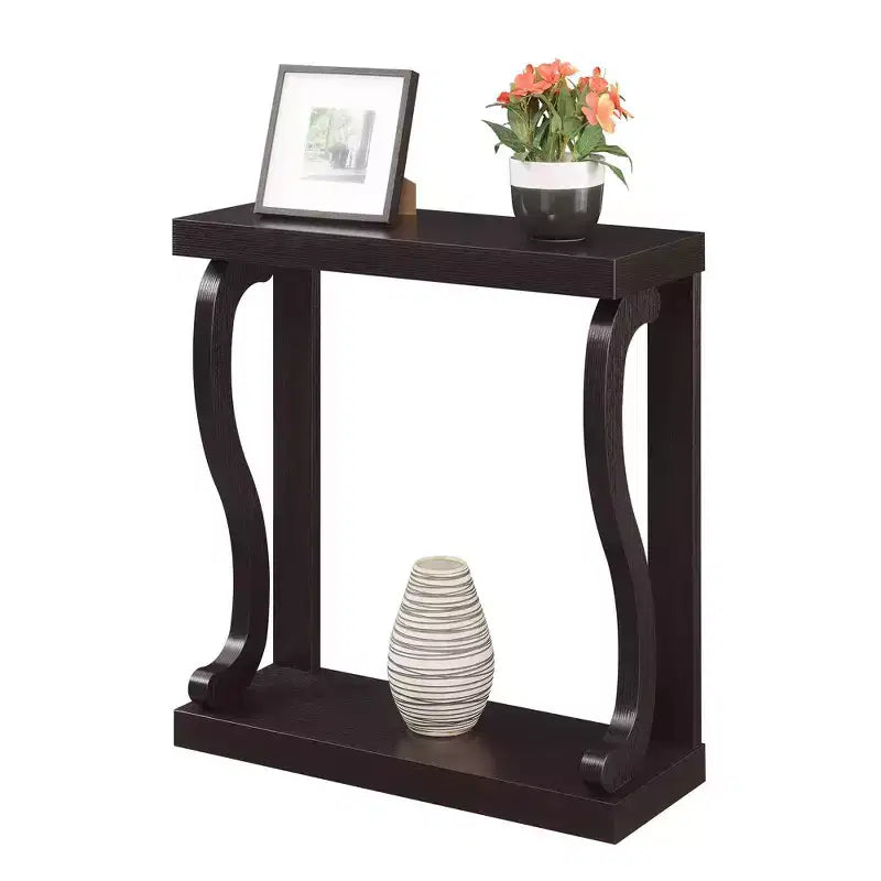 Console Table with Open Shelf, Brown MDF Frame