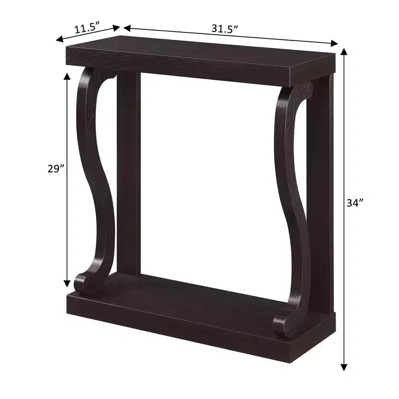 Console Table with Open Shelf, Brown MDF Frame