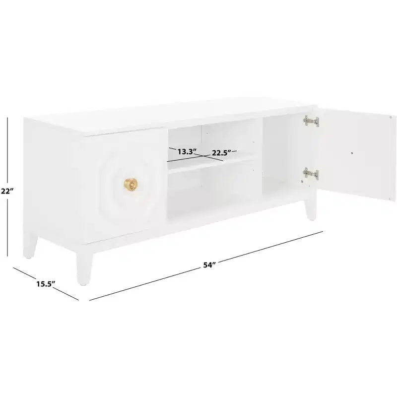 2-Door 1-Shelf Media Stand, White