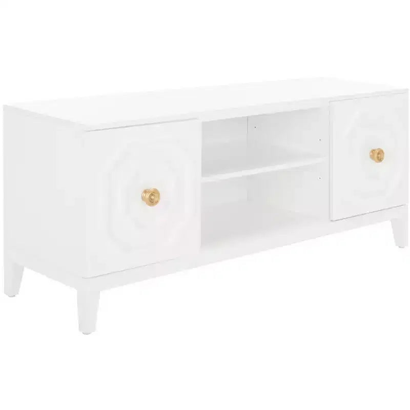 2-Door 1-Shelf Media Stand, White